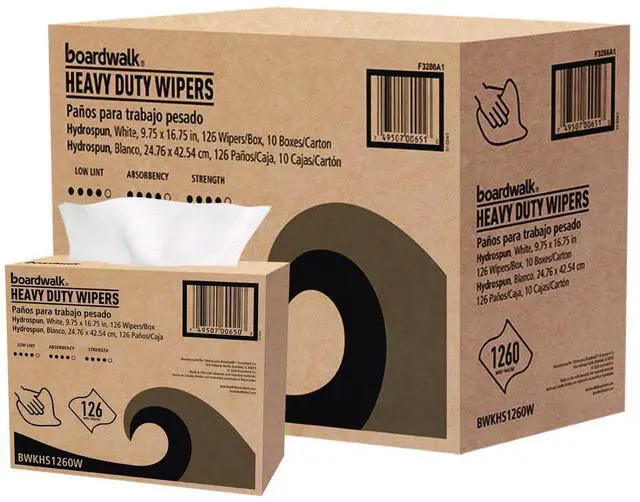 Main image of Hydrospun Wipers 1-Ply 9.75 x 16.75 White 126/Box 10 Boxes/Carton 3286