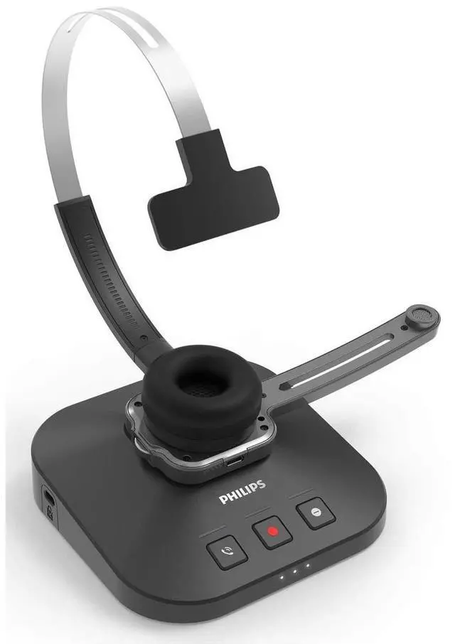 Alt view image 2 of 4 - Philips SpeechOne Wireless Dictation Headset with Docking Station, Status Light and Remote Control