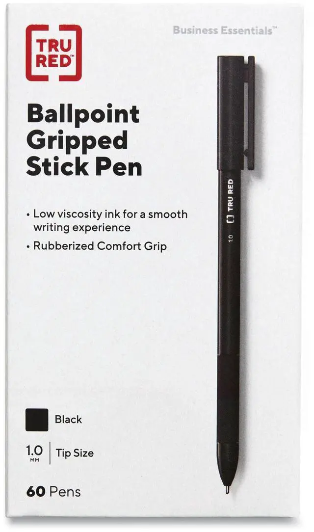Alt view image 3 of 8 - TRU RED Ballpoint Gripped Pen Med Point 1.0mm Blk TR52867