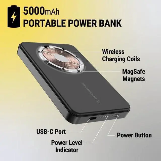 Alt view image 6 of 6 - GoBat MagSafe Wireless Power Bank 10 W Black PBQ5MS2SP