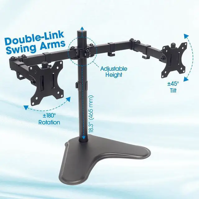 Alt view image 11 of 16 - Manhattan Universal Dual Monitor Stand With Double-Link Swing Arms