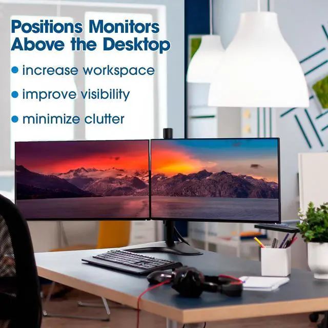 Alt view image 12 of 16 - Manhattan Universal Dual Monitor Stand With Double-Link Swing Arms
