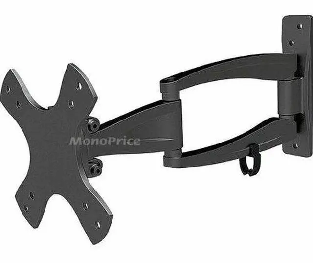Main image of Monoprice Compact Full Motion Single-Stud TV Wall Mount Bracket for 13" to 37" TVs up to 44lbs, Max VESA 100x100, Works with Concrete, Brick, and Wooden Studs
