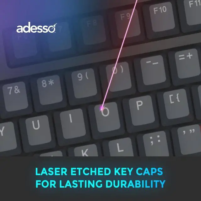 Alt view image 9 of 13 - Adesso EasyTouch 150 Keyboard - Cable Connectivity - USB Interface - 104 Key(s) - CoPilot Hot Key(s) - Windows, Mac OS - English (US) - PC, Mac - CHERRY MX Brown Keyswitch
