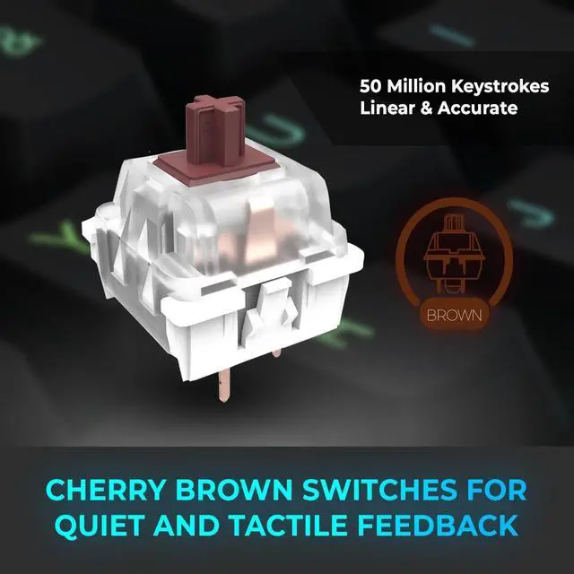 Alt view image 12 of 13 - Adesso EasyTouch 150 Keyboard - Cable Connectivity - USB Interface - 104 Key(s) - CoPilot Hot Key(s) - Windows, Mac OS - English (US) - PC, Mac - CHERRY MX Brown Keyswitch