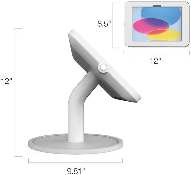 Alt view image 4 of 7 - Joy Factory Elevate II Countertop Kiosk for iPad 11" A16, 10.9" 10th Gen (White)