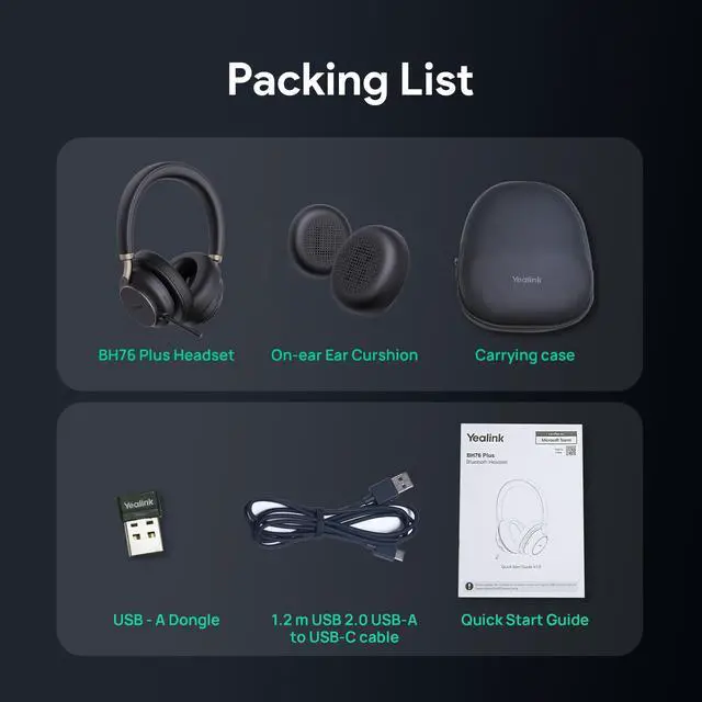 Alt view image 5 of 6 - Yealink BH76 Plus UC Headset