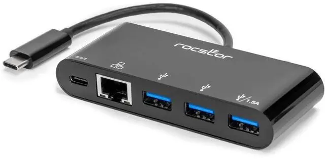 Alt view image 17 of 17 - Rocstor USB-C to 3-Port Multiport Adapter USB 3.0 Hub Y10A262B1