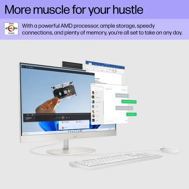 Alt view image 15 of 20 - HP 24CR0410 23.8 inch All-in-One Desktop - AMD Athlon Silver 7120U - AMD Radeon Graphics - 8GB/256GB - Windows 11 Home