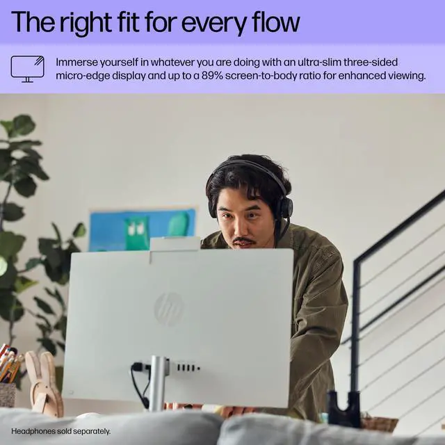 Alt view image 16 of 20 - HP 24CR0410 23.8 inch All-in-One Desktop - AMD Athlon Silver 7120U - AMD Radeon Graphics - 8GB/256GB - Windows 11 Home