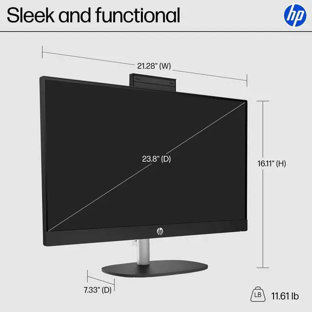 Alt view image 14 of 14 - HP 24-cr0000a 24-cr0430 All-in-One Computer - Intel N-Series i3-N300 - 8 GB - 256 GB SSD - 23.8" Full HD - Desktop - Jet Black - Intel Chip - 1920 x 1080 - Windows 11 Home - Intel UHD Graphics DD