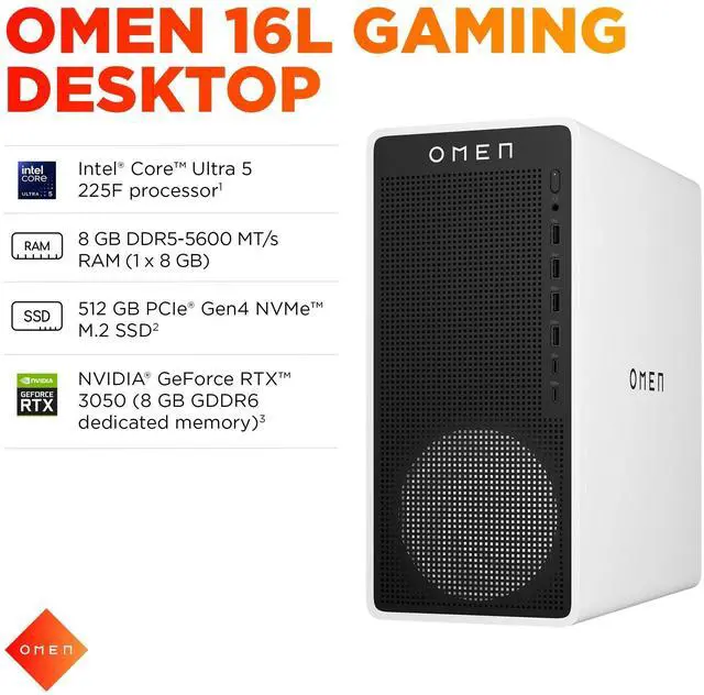 Alt view image 2 of 8 - HP OMEN TG03-0110 Gaming Desktop U5 225F 8GB 512GB SSD RTX 3050 BD7H3AAABA