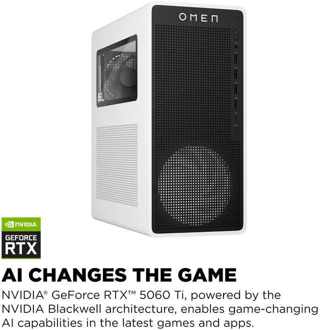 Alt view image 6 of 10 - OMEN OMEN 16L TG03-0000a TG03-0030 Gaming Desktop Computer - AMD Ryzen 7 8700G - 32 GB - 1 TB SSD - Tower - Snow White Metal - AMD B650 Chip - Windows 11 Home - NVIDIA GeForce RTX 5060 Ti 16 GB GDDR7