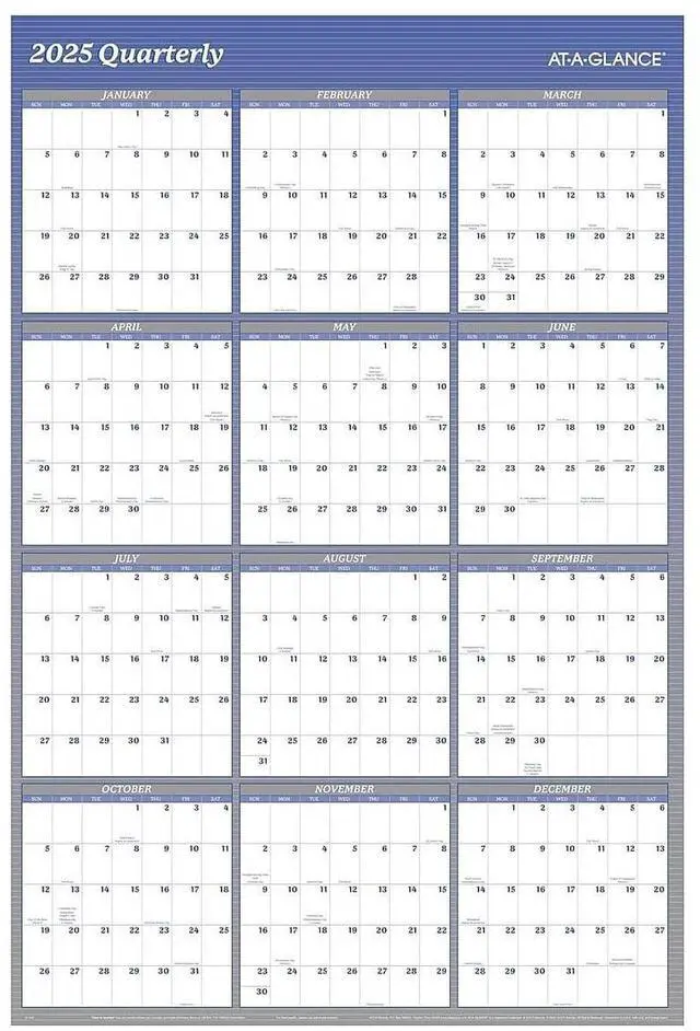 Alt view image 4 of 6 - AT-A-GLANCE® 2026 Vertical Horizontal Reversible Erasable Yearly Wall Calendar, Blue, Extra Large, 48" x 32"