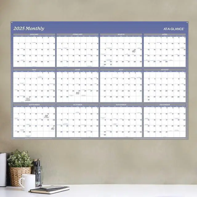 Alt view image 5 of 6 - AT-A-GLANCE® 2026 Vertical Horizontal Reversible Erasable Yearly Wall Calendar, Blue, Extra Large, 48" x 32"