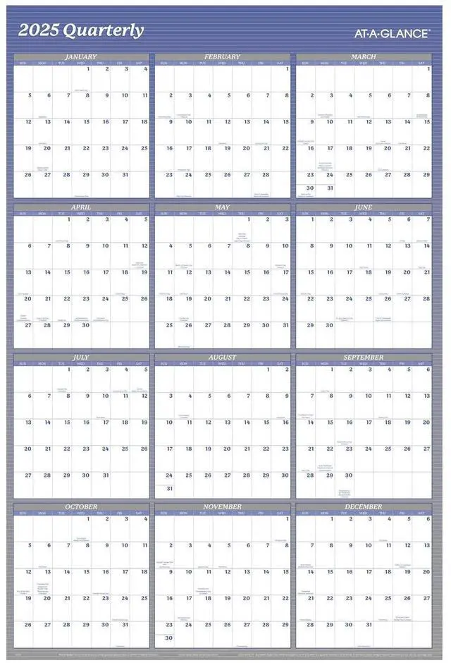 Alt view image 3 of 6 - AT-A-GLANCE® 2026 Vertical Horizontal Reversible Erasable Yearly Wall Calendar, Blue, Extra Large, 48" x 32"