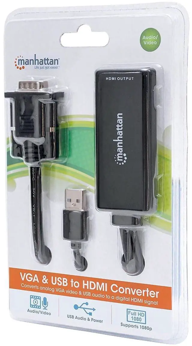Alt view image 18 of 18 - Manhattan VGA and USB to HDMI Converter - Functions: Signal Conversion - USB, VGA - 1920 x 1080 - Mac, PC - External