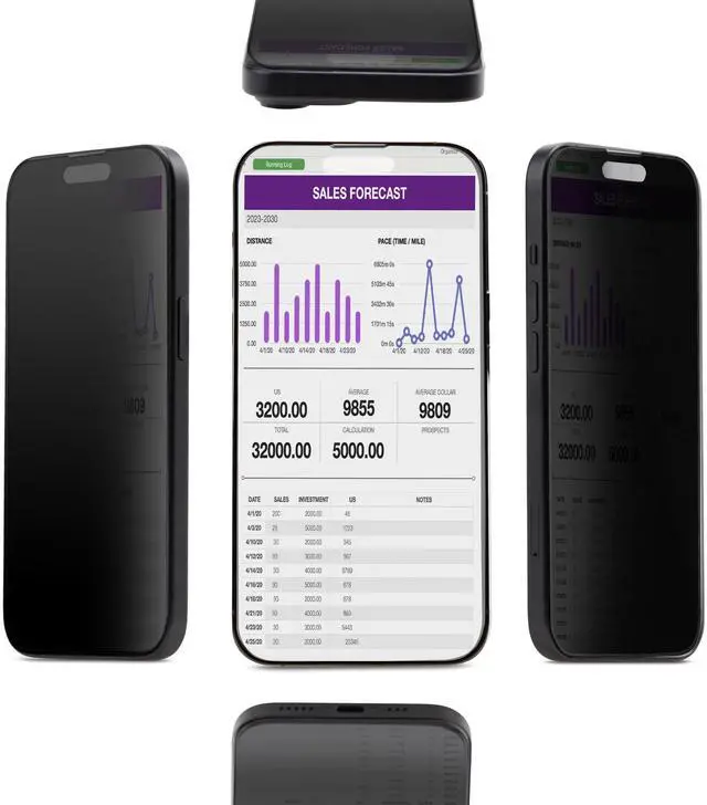 Alt view image 3 of 8 - StarTech 4-Way Privacy Screen For iPhone 15 Pro, Touch-Enabled, Tempered Glass Protector I15T2-PRIVACY-SCREEN