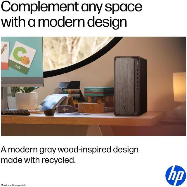 Alt view image 6 of 11 - HP OmniDesk M02-0000a M02-0310 Desktop Computer - AMD Ryzen 5 8500G - 8 GB - 512 GB SSD - Gray Wood, Jack Black - AMD Chip - Windows 11 Home - AMD Radeon Graphics DDR5 SDRAM - IEEE 802.11 a/b/g/n/ax