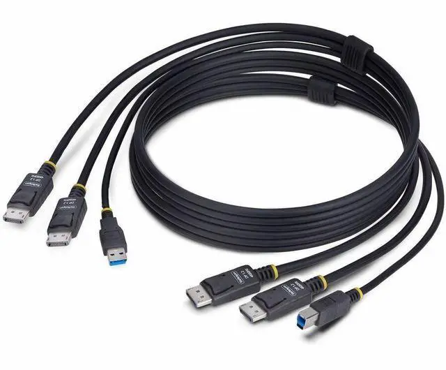Alt view image 5 of 9 - StarTech 6ft (1.8m) Dual-DisplayPort and USB 5Gbps KVM Cable, 4K 60Hz, DP 1.2 and USB Combo Cable for Dual-Monitor KVM Switches DDU1226-KVM-CABLE