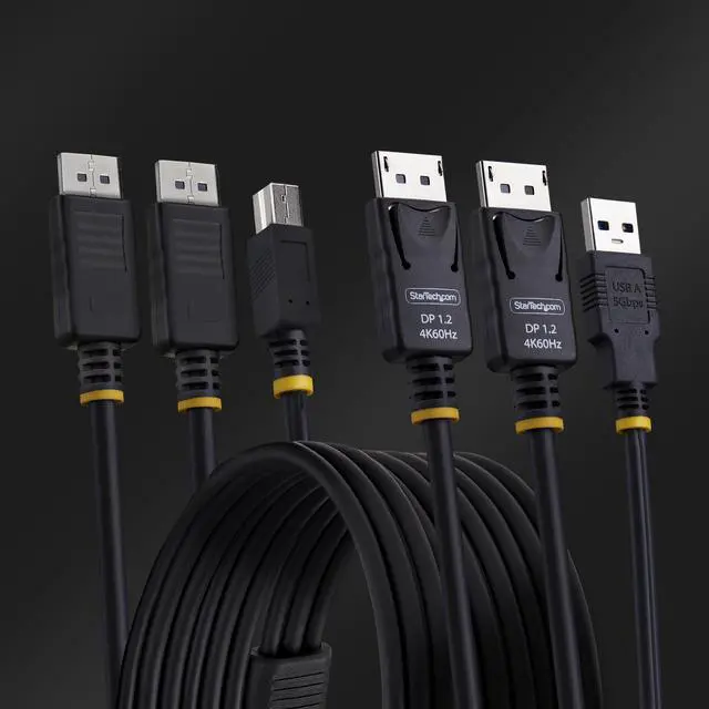 Alt view image 6 of 9 - StarTech 6ft (1.8m) Dual-DisplayPort and USB 5Gbps KVM Cable, 4K 60Hz, DP 1.2 and USB Combo Cable for Dual-Monitor KVM Switches DDU1226-KVM-CABLE