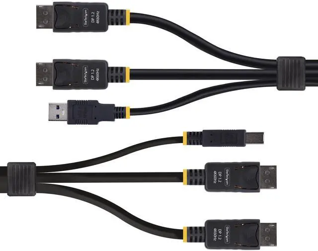 Alt view image 7 of 9 - StarTech 6ft (1.8m) Dual-DisplayPort and USB 5Gbps KVM Cable, 4K 60Hz, DP 1.2 and USB Combo Cable for Dual-Monitor KVM Switches DDU1226-KVM-CABLE