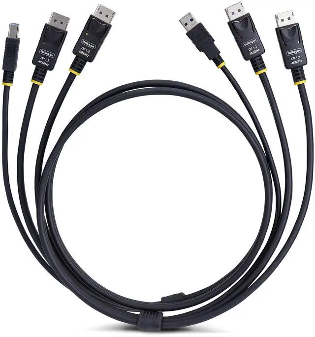 Alt view image 8 of 9 - StarTech 6ft (1.8m) Dual-DisplayPort and USB 5Gbps KVM Cable, 4K 60Hz, DP 1.2 and USB Combo Cable for Dual-Monitor KVM Switches DDU1226-KVM-CABLE