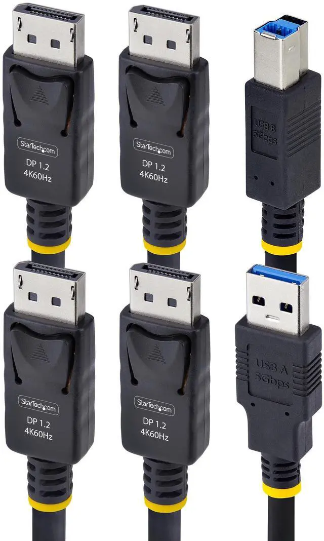 Alt view image 9 of 9 - StarTech 6ft (1.8m) Dual-DisplayPort and USB 5Gbps KVM Cable, 4K 60Hz, DP 1.2 and USB Combo Cable for Dual-Monitor KVM Switches DDU1226-KVM-CABLE
