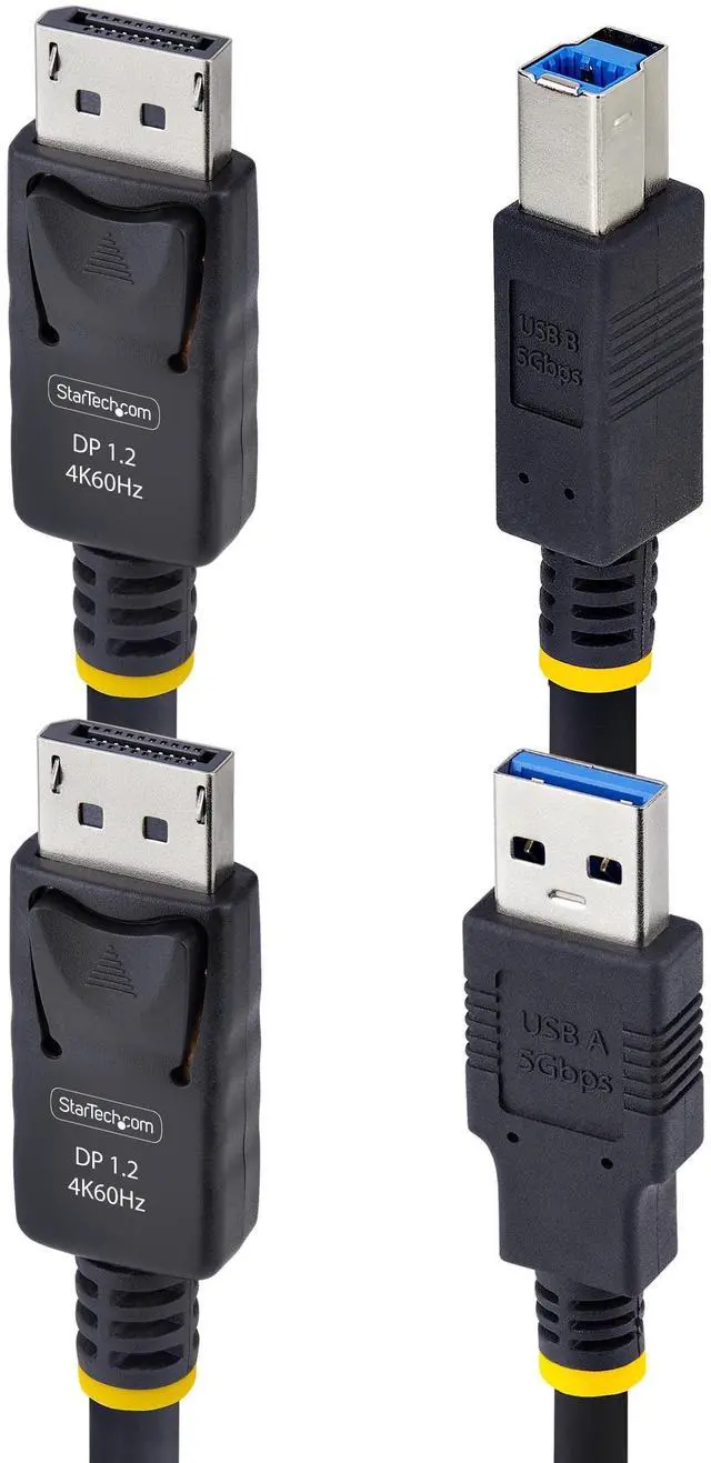 Alt view image 7 of 9 - StarTech 10ft (3m) DisplayPort and USB 5Gbps KVM Cable, 4K 60Hz, DP 1.2 and USB Combo Cable for DisplayPort KVM Switches DU12210-KVM-CABLE