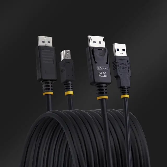 Alt view image 9 of 9 - StarTech 10ft (3m) DisplayPort and USB 5Gbps KVM Cable, 4K 60Hz, DP 1.2 and USB Combo Cable for DisplayPort KVM Switches DU12210-KVM-CABLE