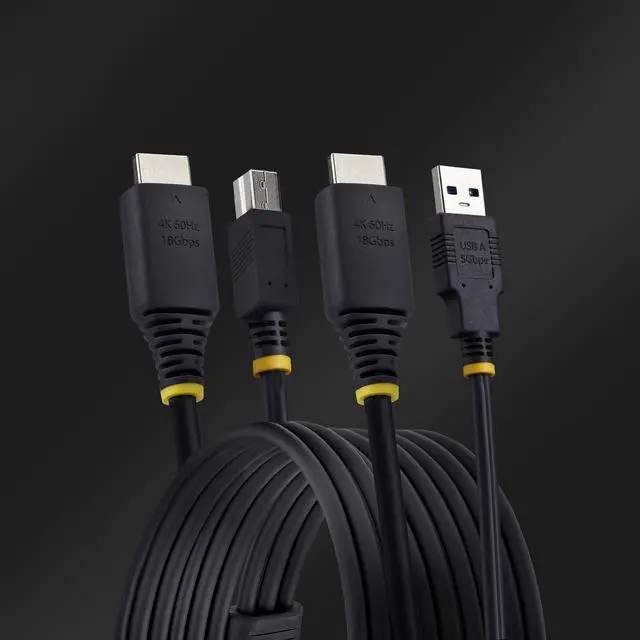 Alt view image 6 of 9 - StarTech 10ft (3m) HDMI and USB 5Gbps KVM Cable, 4K 60Hz, HDMI 2.0 and USB Combo Cable for KVM Switches HU12210-KVM-CABLE