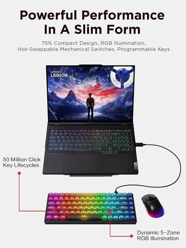 Alt view image 2 of 9 - Lenovo Legion K510 Mini Pro Gaming Keyboard GY41P80859