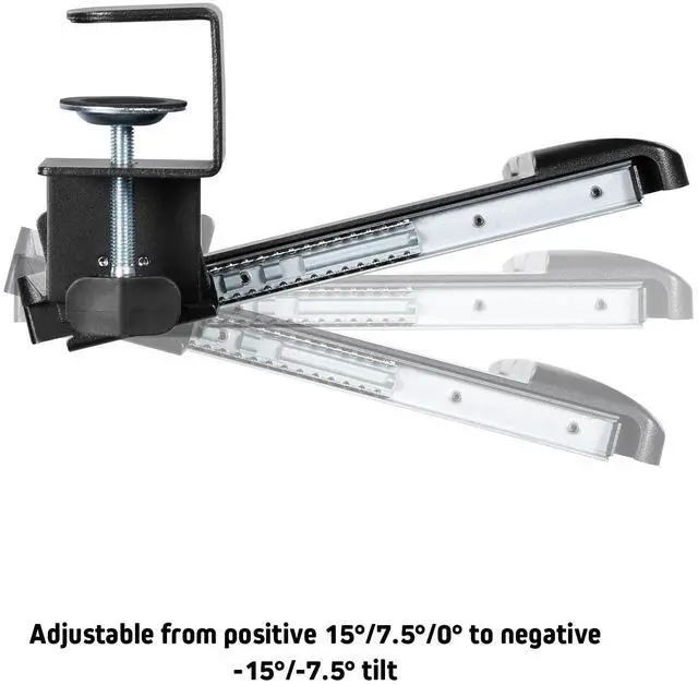 Alt view image 4 of 13 - Desk Clamp Five-Position Tilting Keyboard Tray 26.8" x 11.1 Black KT175