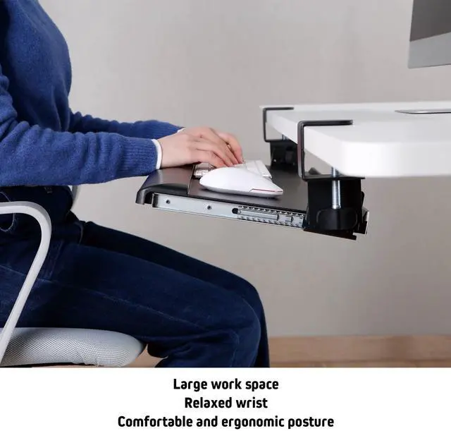 Alt view image 5 of 13 - Desk Clamp Five-Position Tilting Keyboard Tray 26.8" x 11.1 Black KT175