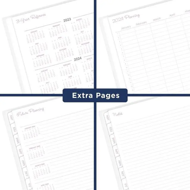 Alt view image 4 of 7 - Mina Weekly/Monthly Planner Main Floral Artwork 11 x 8.5 White/Violet/Peach Cover 12-Month Jan to Dec: 2024 1134905