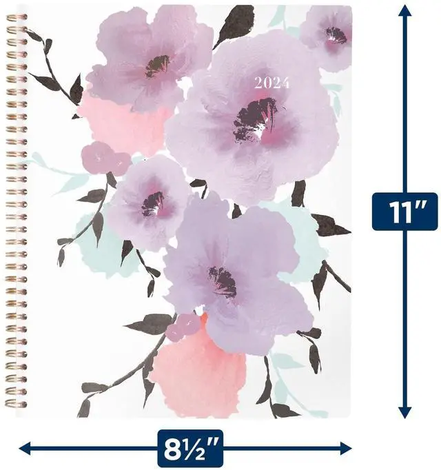 Alt view image 6 of 7 - Mina Weekly/Monthly Planner Main Floral Artwork 11 x 8.5 White/Violet/Peach Cover 12-Month Jan to Dec: 2024 1134905