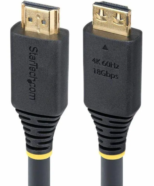 Alt view image 2 of 8 - StarTech 20ft (6.1m) High Speed HDMI Cable with Gripping Connectors, 4K 60Hz/1440p 144Hz, HDR10/HDCP 2.2/ARC, 18Gbps, UHD HDMI Cord for TV/Monitor/Display, TPE Jacket Model HDMI2-CABLE-GRIP-20F