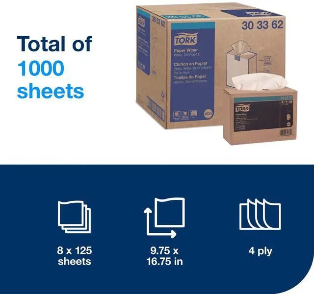 Alt view image 3 of 6 - Essity Multipurpose Paper Wiper 9.75 x 16.75 White 125/Box 8 Boxes/Carton 303362