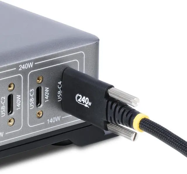 Alt view image 3 of 8 - StarTech 10ft (3m) USB-C Charging Cable, Side Screw Locking, 240W (5A) PD EPR, Dual-Layer Silicone/Braided Jacket, USB 2.0 Laptop Charger Cable, USB-C Charging Cord Model S2CEPR3M-USBSL-CABLE