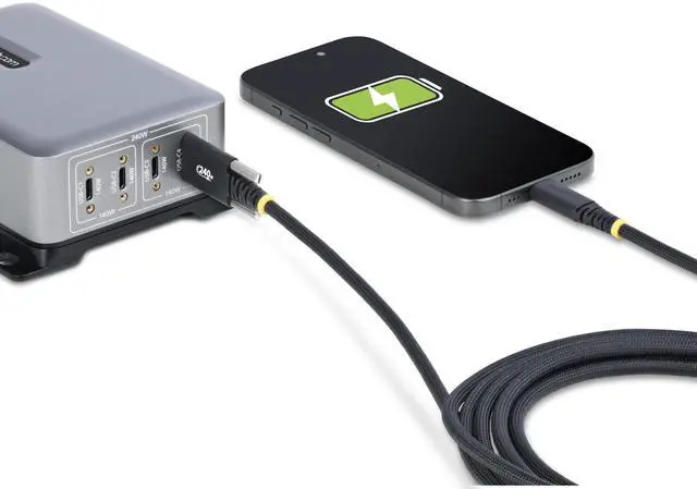 Alt view image 7 of 8 - StarTech 10ft (3m) USB-C Charging Cable, Side Screw Locking, 240W (5A) PD EPR, Dual-Layer Silicone/Braided Jacket, USB 2.0 Laptop Charger Cable, USB-C Charging Cord Model S2CEPR3M-USBSL-CABLE