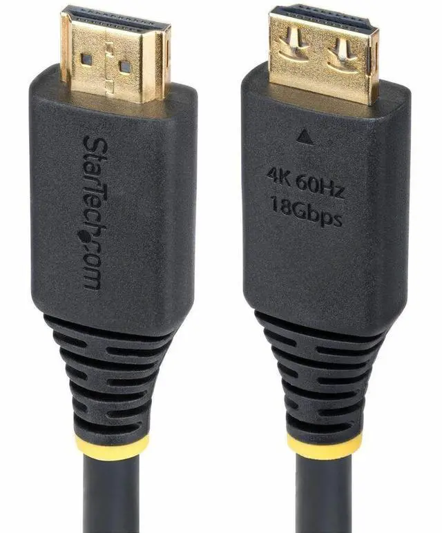 Alt view image 2 of 8 - StarTech 35ft (10.6m) Active High Speed HDMI Cable with Gripping Connectors, 4K 60Hz/1440p 144Hz, HDR10/HDCP 2.2/ARC, 18Gbps, UHD HDMI Cord for TV/Monitor/Display, TPE Jacket HDMI2-CABLE-GRIP-35F