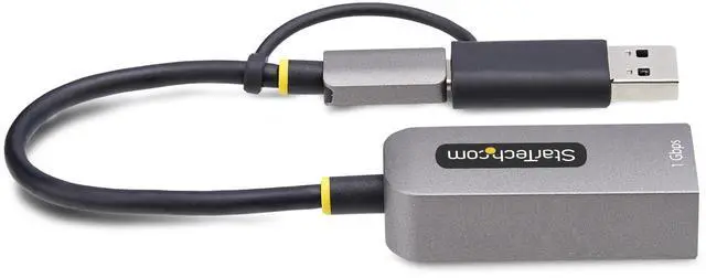 Alt view image 8 of 10 - StarTech USB-C to Ethernet Adapter with USB-A Dongle, 10/100/1000Mbps, USB 3.0 to Gigabit Ethernet Network Adapter, 6in/15cm Attached Cable, USB GbE Adapter - C21GA-USB-ETHERNET