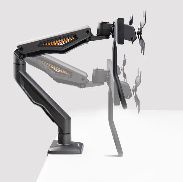 Alt view image 10 of 11 - StarTech Desk Mount Dual Monitor Arm with Crossbar, Up To 27 Displays, VESA 75x75/100x100, Max 33lb/15kg, C-Clamp, Fully Articulating, Mechanical Spring, TAA - H2M1AS2-MONITOR-ARM