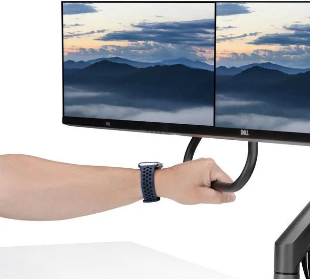 Alt view image 11 of 11 - StarTech Desk Mount Dual Monitor Arm with Crossbar, Up To 27 Displays, VESA 75x75/100x100, Max 33lb/15kg, C-Clamp, Fully Articulating, Mechanical Spring, TAA - H2M1AS2-MONITOR-ARM