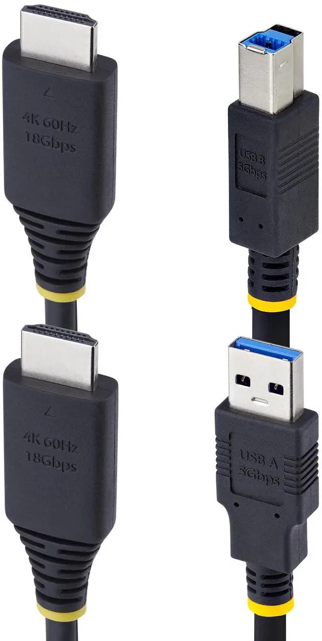 Alt view image 4 of 6 - StarTech  6ft (1.8m) HDMI and USB 5Gbps KVM Cable, 4K 60Hz, HDMI 2.0 and USB Combo Cable for KVM Switches Model HU1226-KVM-CABLE