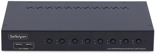 Alt view image 6 of 9 - StarTech 8-Port HDMI KVM Switch with 1U Rack Mount Kit, 4K 60Hz HDMI 2.0, Push-Button & Hotkey Switching, 4-Port USB Hub, OS Independent, TAA Compliant - R8AH202-KVM-SWITCH