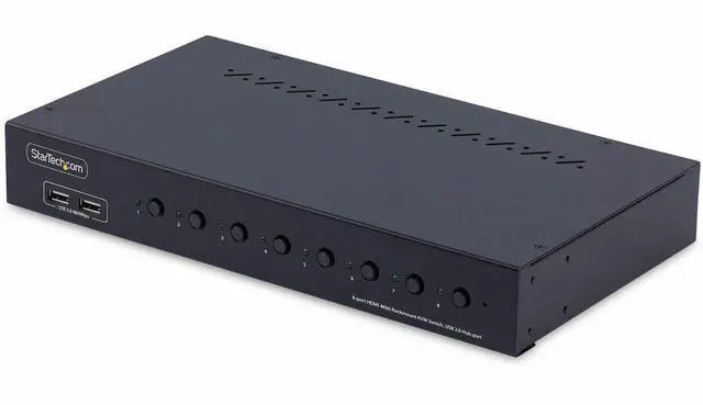 Alt view image 4 of 9 - StarTech 8-Port HDMI KVM Switch with 1U Rack Mount Kit, 4K 60Hz HDMI 2.0, Push-Button & Hotkey Switching, 4-Port USB Hub, OS Independent, TAA Compliant - R8AH202-KVM-SWITCH