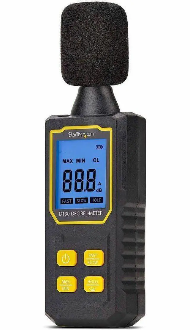 Alt view image 4 of 9 - StarTech Handheld Digital Sound Meter w/Large LCD, Noise/Decibel Reader for Server Room/Office, Audio Level Monitor, 30-130dBA Range, Accurate Min/Max Readings - D130-DECIBEL-METER