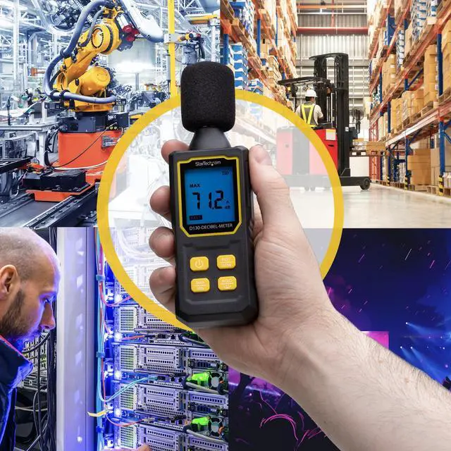 Alt view image 8 of 9 - StarTech Handheld Digital Sound Meter w/Large LCD, Noise/Decibel Reader for Server Room/Office, Audio Level Monitor, 30-130dBA Range, Accurate Min/Max Readings - D130-DECIBEL-METER