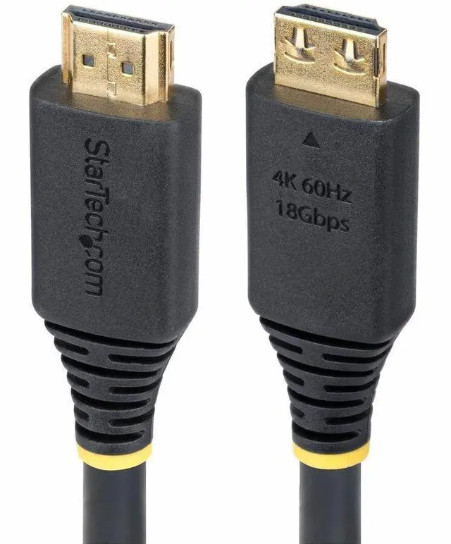 Alt view image 2 of 8 - StarTech 15ft (4.6m) High Speed HDMI Cable with Gripping Connectors, 4K 60Hz/1440p 144Hz, HDR10/HDCP 2.2/ARC, 18Gbps, UHD HDMI Cord for TV/Monitor/Display, TPE Jacket Model HDMI2-CABLE-GRIP-15F